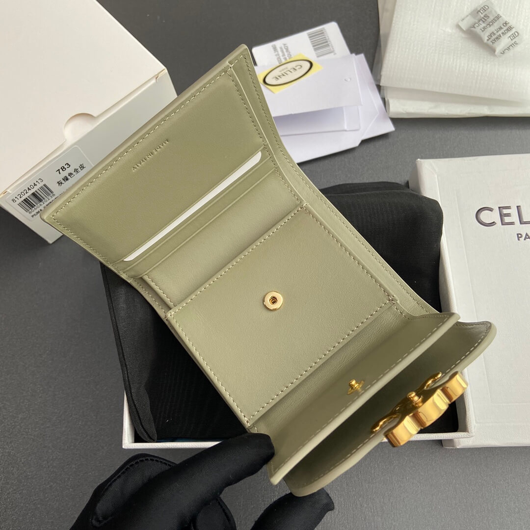 Ce1i*e Small Flap Wallet TRIOMPHE IN Shiny Smooth Lambskin