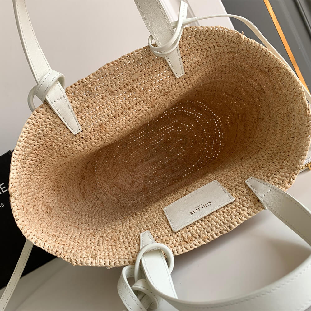 Ce1i*e TEEN S*pPLE Ce1i*e CLASSIC PANIER IN Raffia and calfskin(high-end grade)