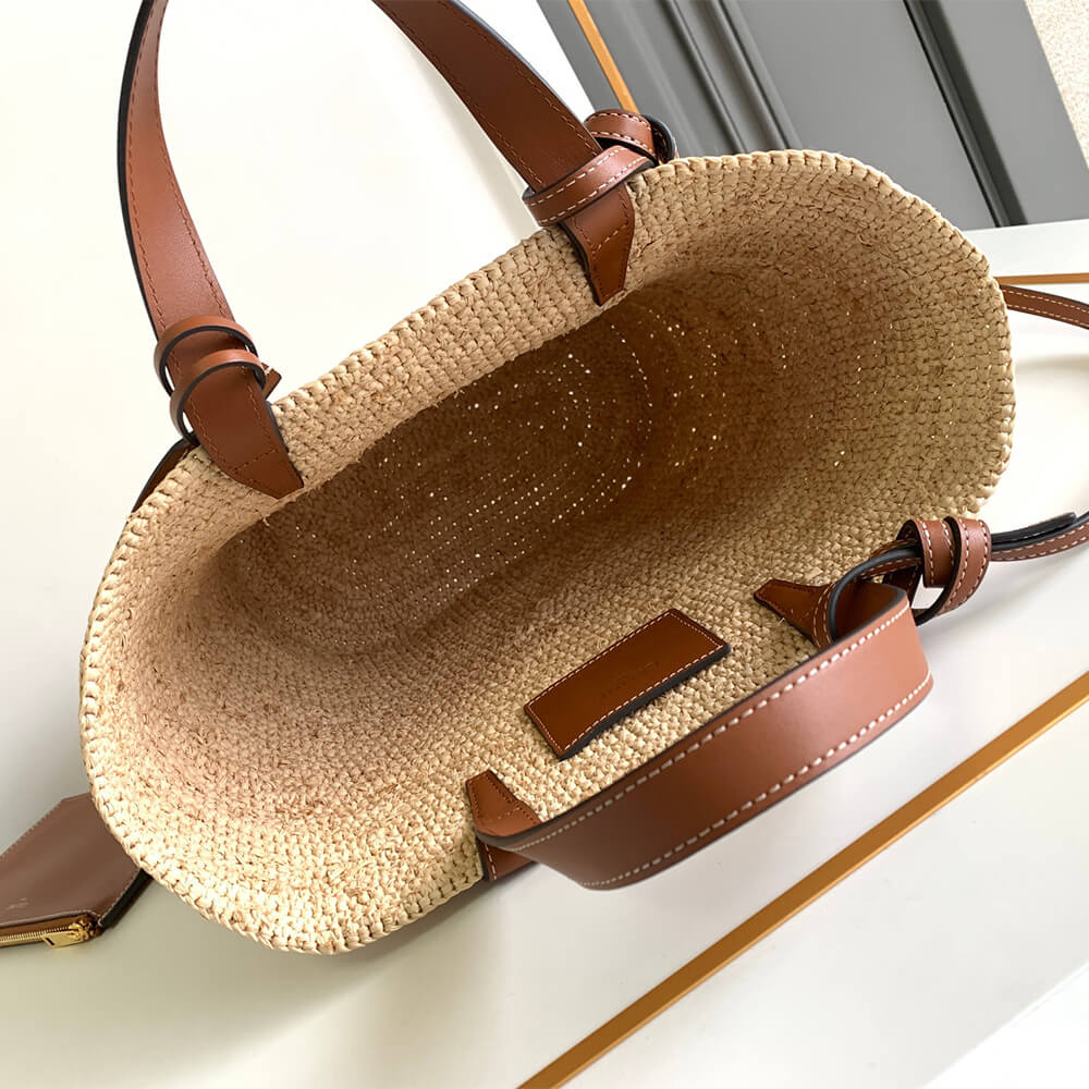 Ce1i*e TEEN S*pPLE Ce1i*e CLASSIC PANIER IN Raffia and calfskin(high-end grade)