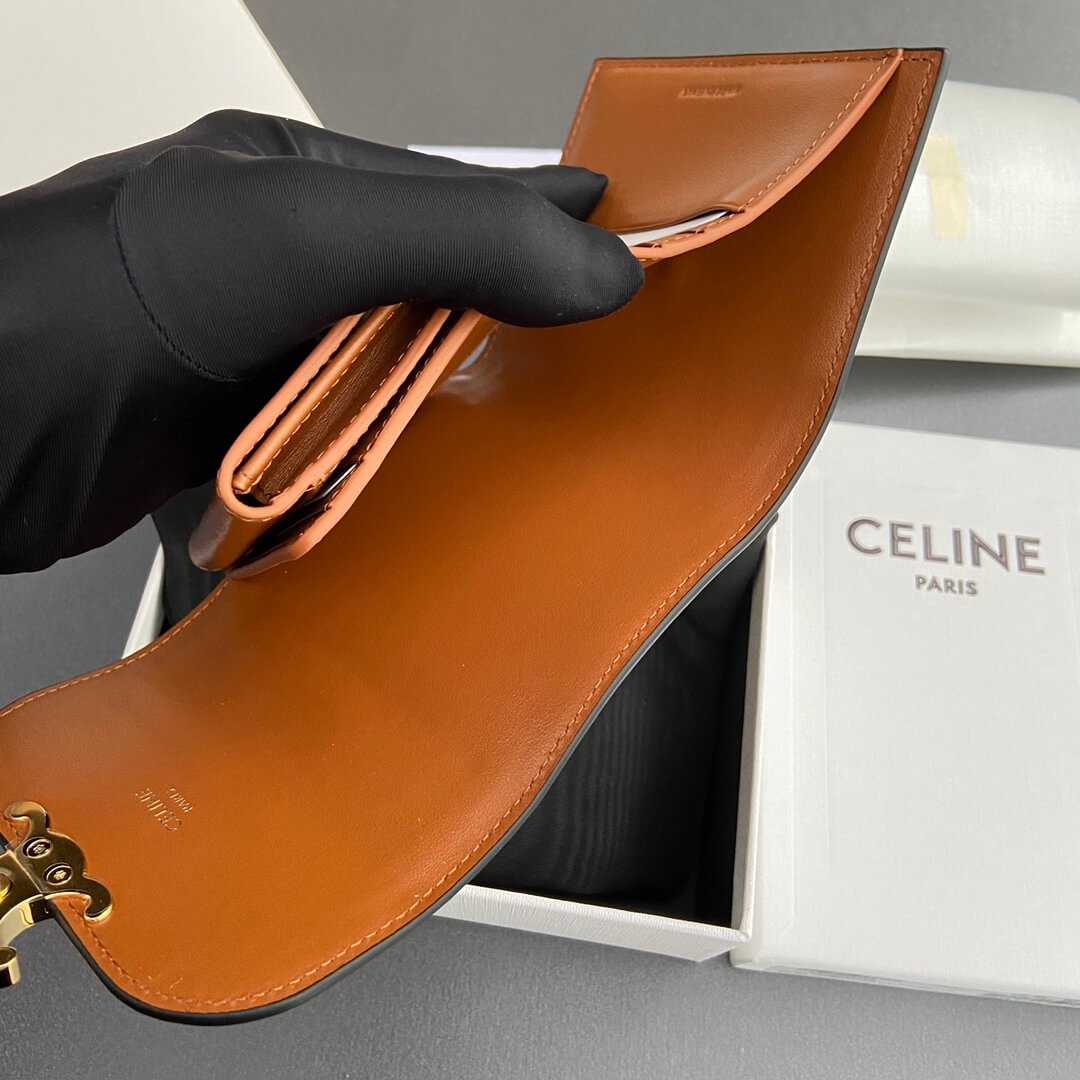 Ce1i*e Small Flap Wallet TRIOMPHE IN Shiny Smooth Lambskin