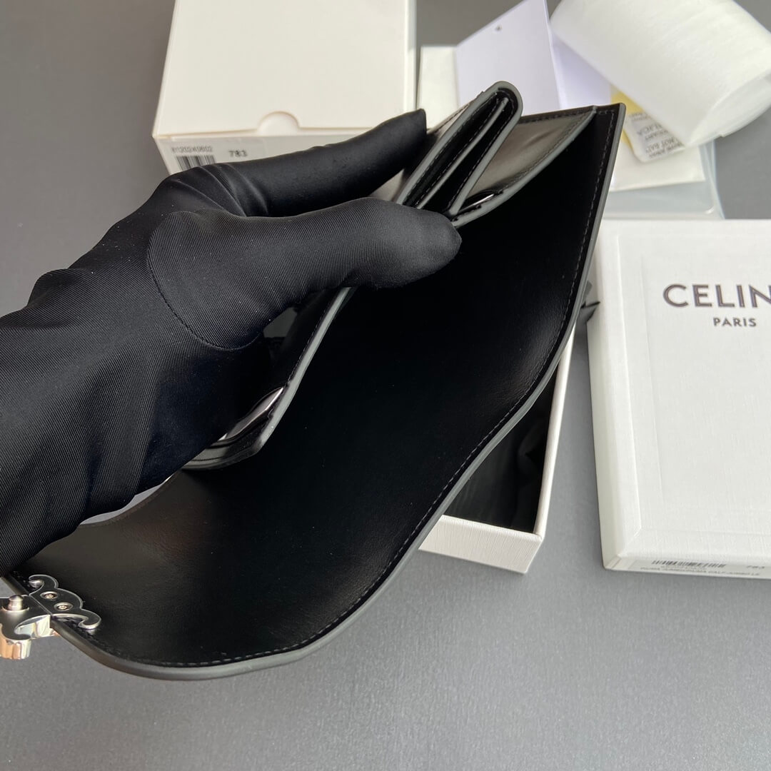 Ce1i*e Small Flap Wallet TRIOMPHE IN Shiny Smooth Lambskin