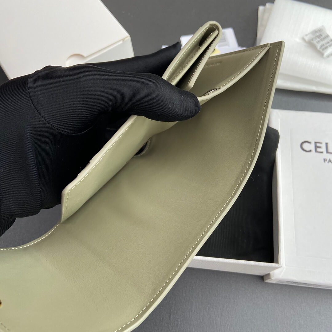 Ce1i*e Small Flap Wallet TRIOMPHE IN Shiny Smooth Lambskin