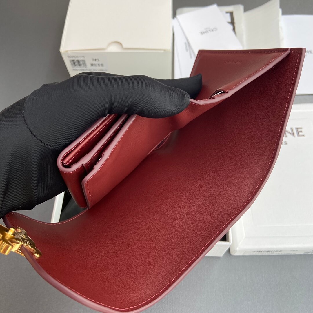 Ce1i*e Small Flap Wallet TRIOMPHE IN Shiny Smooth Lambskin