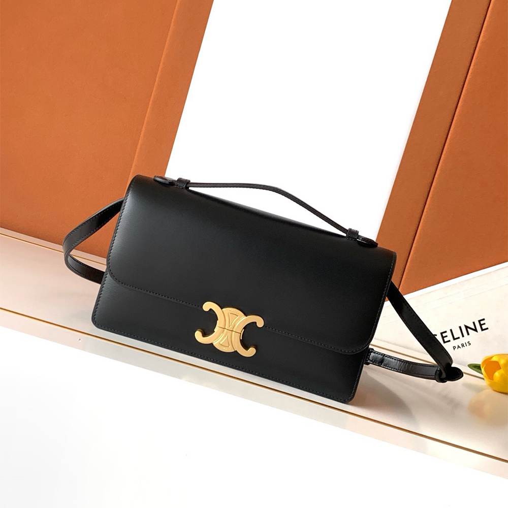 Ce1i*e MEDIUM TRIOMPHE FOLIO IN SHINY CALFSKIN(HIGH-END GRADE)
