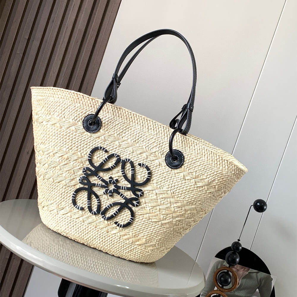 L0ew* Medium Anagram Basket in Palm and Calfskin(HIGH-END GRADE)