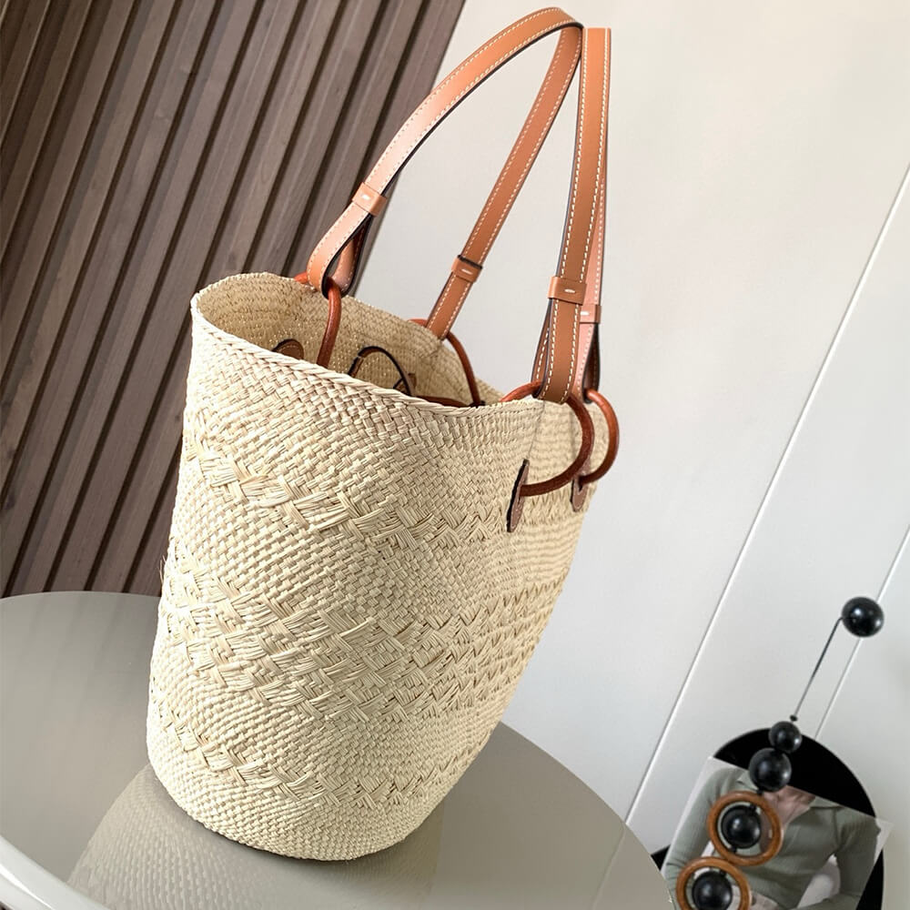 L0ew* Medium Anagram Basket in Palm and Calfskin(HIGH-END GRADE)