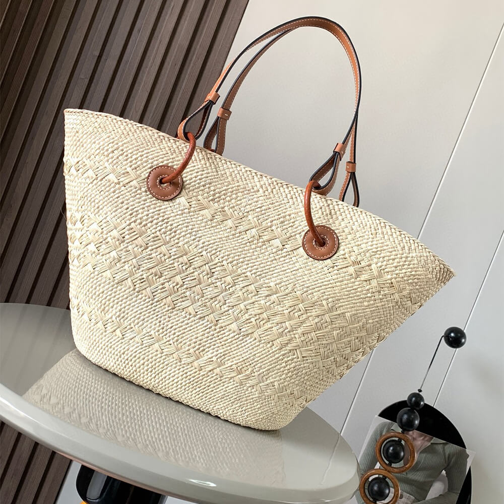 L0ew* Medium Anagram Basket in Palm and Calfskin(HIGH-END GRADE)