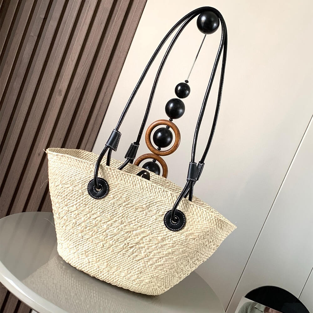 L0ew* Anagram Basket Small Palm and Calfskin Bag(HIGH-END GRADE)